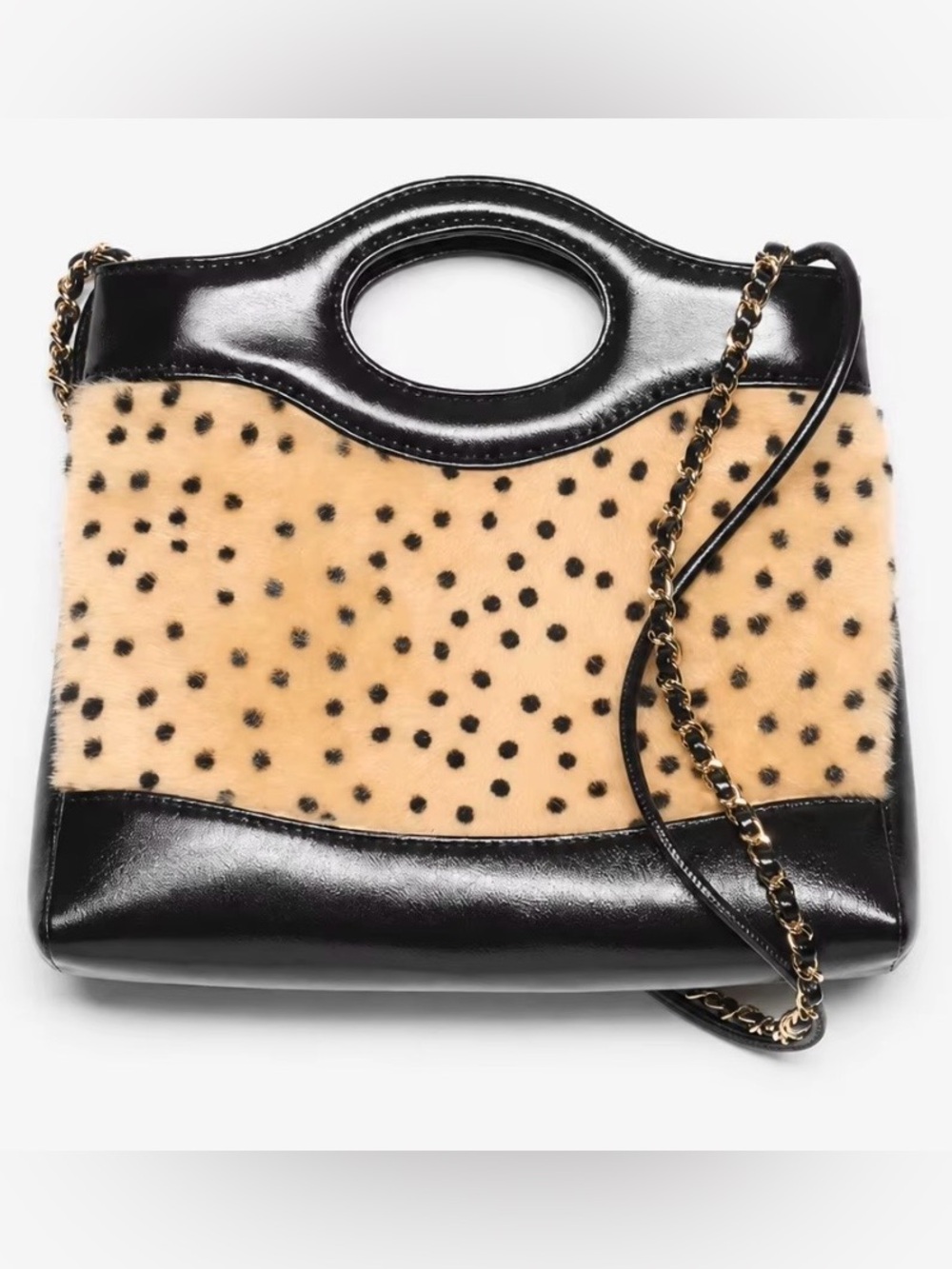 *Available in 2 weeks* new Black & Tan BAMBI Faux Fur Convertible Shoulder Bag